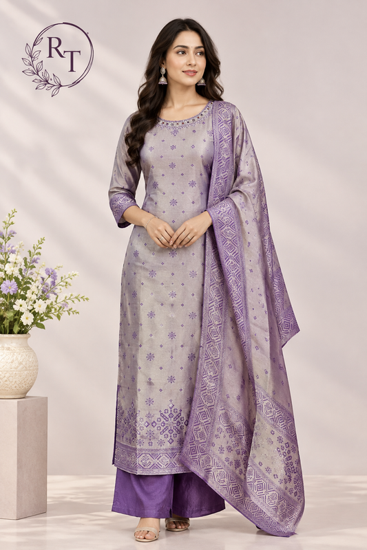 Lavender Purple 3-Piece Straight Cut Suit (RT1504)