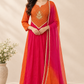 Royal Orange & Rani Pink Dual-Shade Embroidered Mull Chanderi A-Line Suit (RT1497)