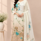 Ivory & Beige Floral Brush-Paint Chinon A-Line Suit Set (RT1495)