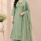 Sage Charm Salsa Embroidered Palazzo Suit (RT1496)