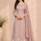 Dusty Rose Embroidered Chinon Straight-Cut Kurta & Sharara Set (RT1489)