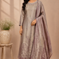 Pearl Mauve Tissue Embroidered Straight Suit Set (RT1422)