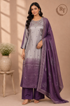 Plum Mist Tissue Embroidered Suit Set (RT1421)