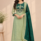 Green & Dark Green Embroidered Salsa A-Line Suit Set (RT1507)