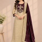 Beige & Brown Embroidered Salsa A-Line Suit Set (RT1508)