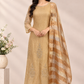 Golden Glow Embroidered A-Line Suit Set with Striped Dupattan (RT1511)