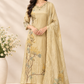 Elegant Champagne Floral Embroidered A-Line Suit (RT1512)