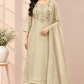 Champagne Beige Salsa Embroidered 3-Piece Straight-Cut Suit Set (RT1513)