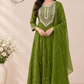 Luxurious Green Chinon Embroidered Anarkali Set (RT1518)