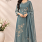 Dusty Blue Salsa A-Line Embroidered Set (RT1519)