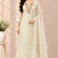Ivory Floral Embroidered Meraki A-Line Suit Set with Elegant Dupatta (RT1526)