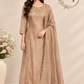 Mocha Blossom Embroidered A-Line Suit Set (RT1529)