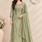 Sage Green Emerald Embroidered A-Line Suit Set (RT1527)