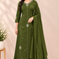 Olive Green Grace Mull Chanderi Embroidered 3-Piece Suit Set (RT1540)