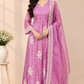 Pink Embroidered A-Line Suit Set (RT1532)