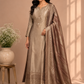 Mocha Royale Premium Tissue Shimmer Embroidered Suit Set (1423)
