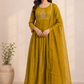Mustard Bloom A-Line Mull Chanderi Set (RT1438)