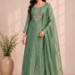 Elegant Sage Green Embroidered Salsa 3-Piece Straight Cut Suit Set (RT1434)