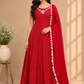 Ruby Red Mirrorwork Georgette Anarkali Set (RT1445)