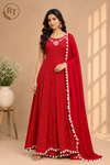 Ruby Red Mirrorwork Georgette Anarkali Set (RT1445)