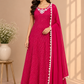 Rani Pink Mirrorwork Georgette Anarkali Set (RT1444)