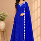 Royal Blue Mirrorwork Georgette Anarkali Set (RT1443)