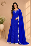 Royal Blue Mirrorwork Georgette Anarkali Set (RT1443)