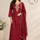 Burgundy Royale Premium Mull Chanderi A-Line Suit Set (RT1456)