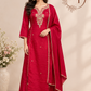 Crimson Heritage Premium Mull Chanderi A-Line Suit Set (RT1455)