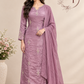 Mauve Embroidered Chinon A-Line Suit Set (RT1452)