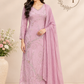 Dusty Pink Chinon A-Line Embroidered Suit Set (RT1449)