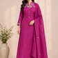Regal Magenta Floral Mull Chanderi A-Line Set (RT1461)
