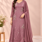 Soft Mauve Lavender Chinon Embroidered Suit Set (RT1549)