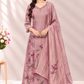 Dusty Rose Floral Embellished Salsa A-Line Suit Set with Dupatta (RT1637)