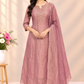 Dusty Rose Embroidered Salsa A-Line Suit Set (RT1678)