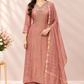 Dusty Rose Elegance – Premium Mull Chanderi 3 Piece A-Line Suit Set (RT1582)