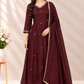 Burgundy Grace Mull Chanderi A-Line Suit Set (RT1635)