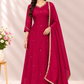 Elegant Fuchsia Mull Chanderi A-Line Suit Set (RT1633)