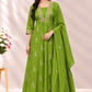 Lime Green Floral Embroidered Coral Silk A-Line Suit Set (RT1638)