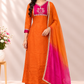 Orange Radiance Chinon Embroidered A-Line Suit Set (RT1629)
