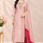 Blush Pink Shimmer Embroidered Straight Suit Set (RT1559)