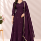 Plum Majesty Mull Chanderi A-Line Suit Set (RT1632)