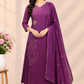 Royal Plum Charm – Premium Chinon A-Line 3 Piece Suit Set (RT1660)