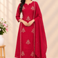 Ruby Heritage – Premium Mull Chanderi A-Line 3 Piece Suit Set (RT1656)
