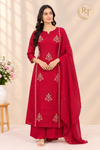Ruby Heritage – Premium Mull Chanderi A-Line 3 Piece Suit Set (RT1656)