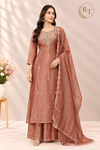 Rust Rose Elegance – Premium Salsa 3 Piece A-Line Suit Set (RT1583)