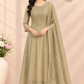 Golden Olive Embroidered A-Line Suit Set (RT1645)