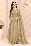 Golden Olive Embroidered A-Line Suit Set (RT1645)