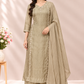 Elegant Sage Beige Embroidered Salsa A-Line Suit Set (RT1627)