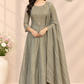 Sage Grey Embroidered A-Line Suit Set (RT1646)